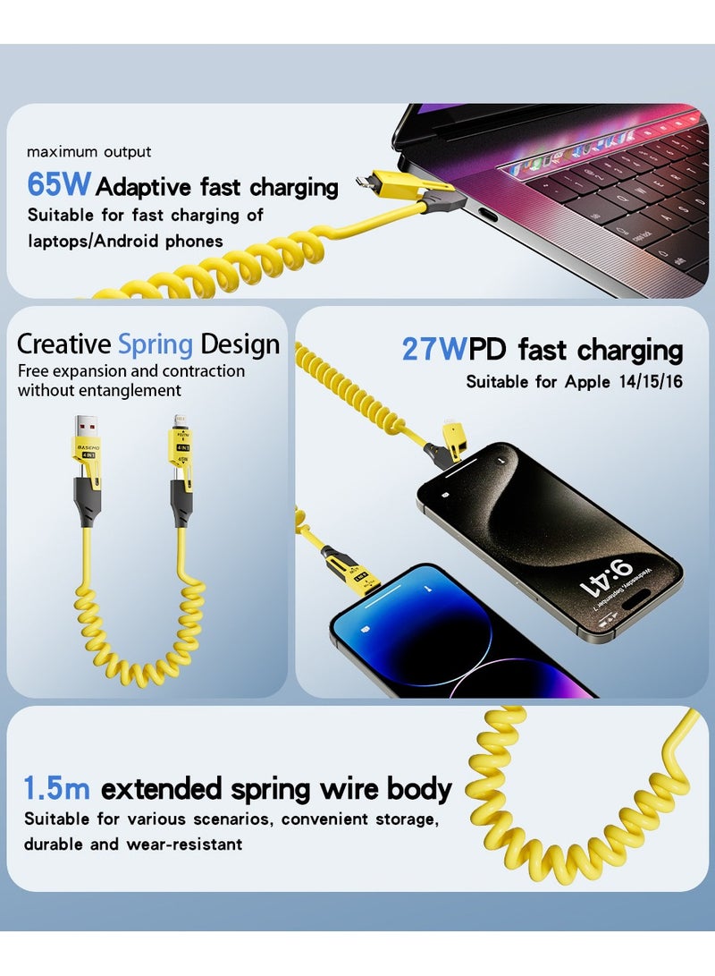Generic 65W 4-in-1 Multi Charging Cable, Fast Charging Cable for car with Lightning/Type C/USB A Port  - Image 3