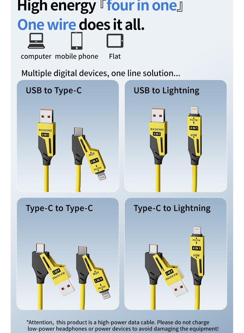 Generic 65W 4-in-1 Multi Charging Cable, Fast Charging Cable for car with Lightning/Type C/USB A Port  - Image 2