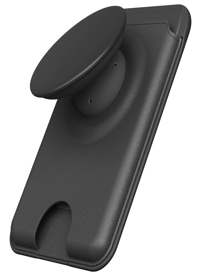 Sinjimoru for MagSafe Phone Grip, Compatible with MagSafe wallet, Soft Magnetic Finger Grip, with 3 Card Holder for iPhone, M-Tap Tok Wallet Black - Image 1