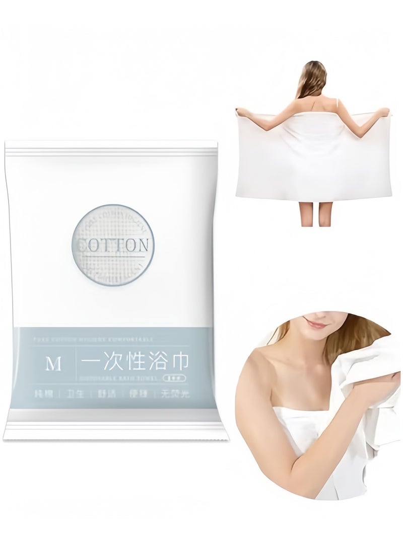 2 pcs, individually wrapped disposable bath towels, portable, soft, thickened, pure cotton, no fluorescence, high water absorption, disposable white cotton travel bath, high quality disposable bath towels, 140 x 70 cm  - Image 1