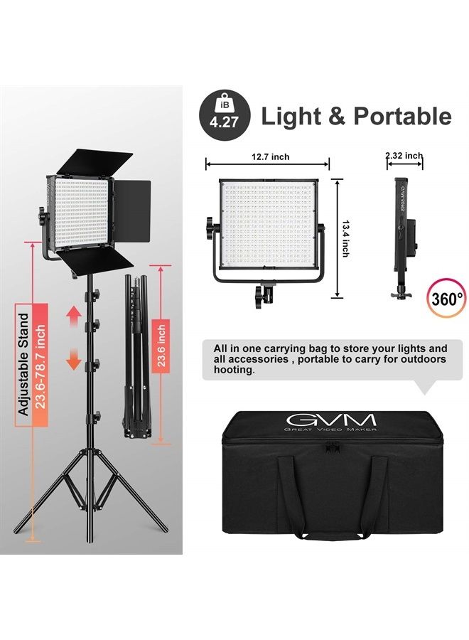 GVM RGB Video Lights with APP Control, 50W Full Color Studio Video Lighting Kit, Led Video Lights for YouTube Photography Lighting, 3 Packs Led Light Panel, Aluminum Alloy Shell, 3200K-5600K