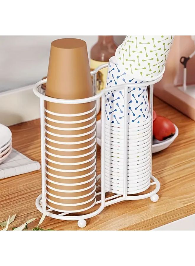Black Double Layer Disposable Cup Dispenser Metal Holder Desktop Storage Rack - Image 2