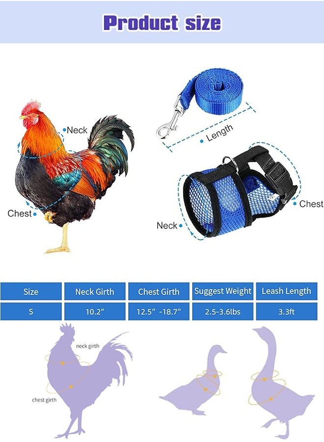 Chicken Harnesswith Leash, Breathable, Adjustable, Comfortable for Chickens, Ducks, Geese, and Small Pets (small, Blue) - Image 2