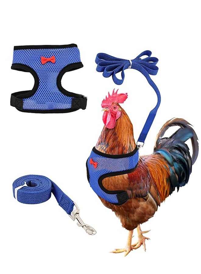 Chicken Harnesswith Leash, Breathable, Adjustable, Comfortable for Chickens, Ducks, Geese, and Small Pets (small, Blue) - Image 1