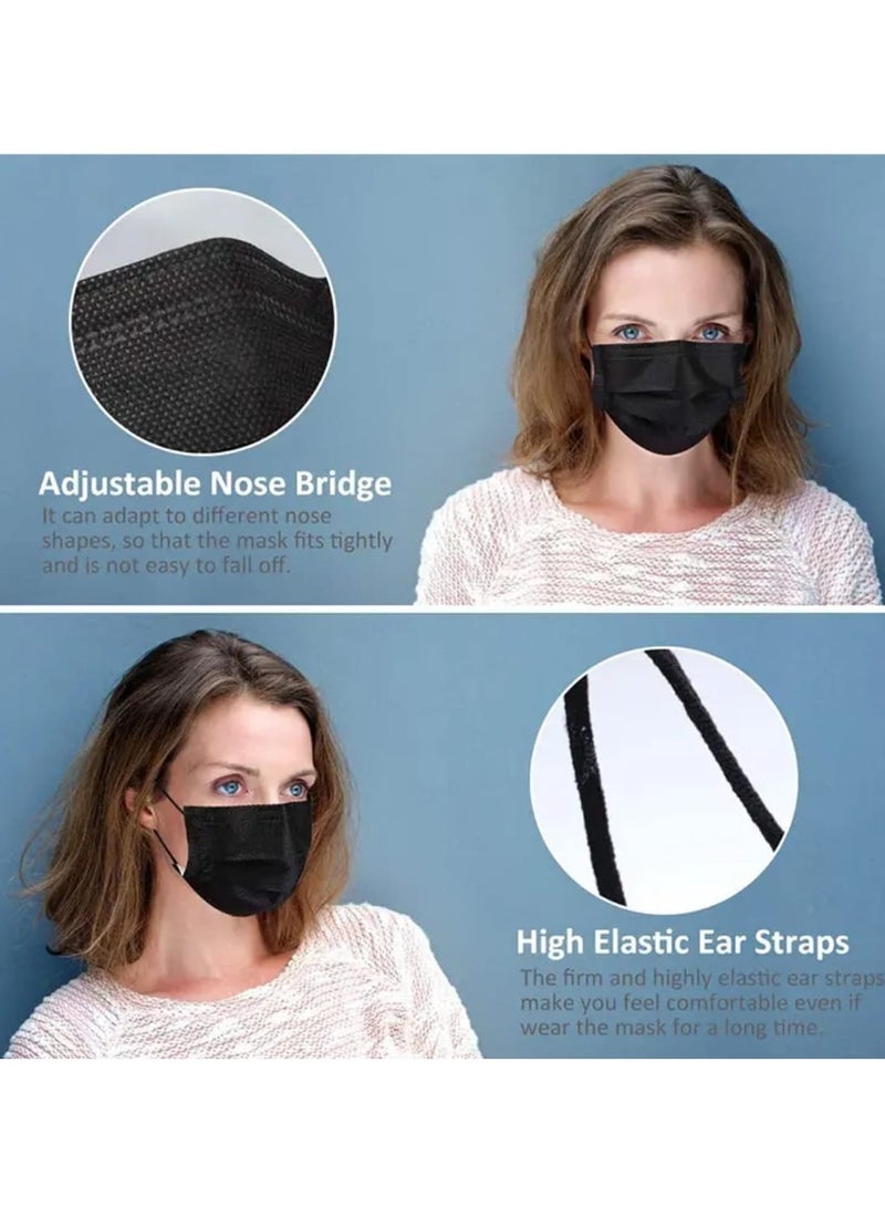 general Disposable Face Mask 3 Ply with Earloop Breathable Protective Comfortable 50 Pieces per Box Black - Image 5
