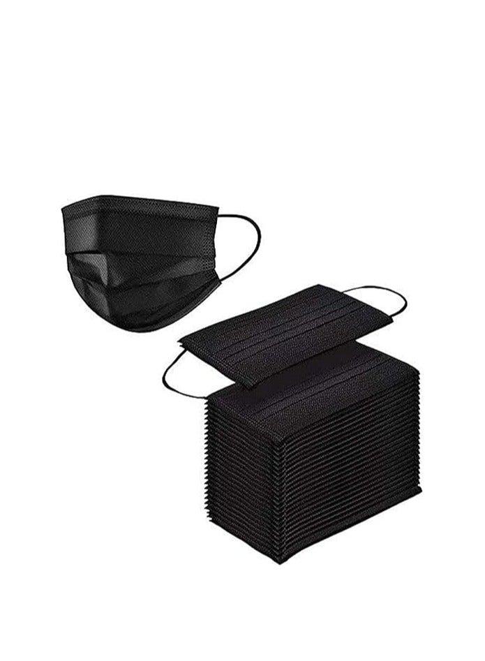 general Disposable Face Mask 3 Ply with Earloop Breathable Protective Comfortable 50 Pieces per Box Black - Image 1
