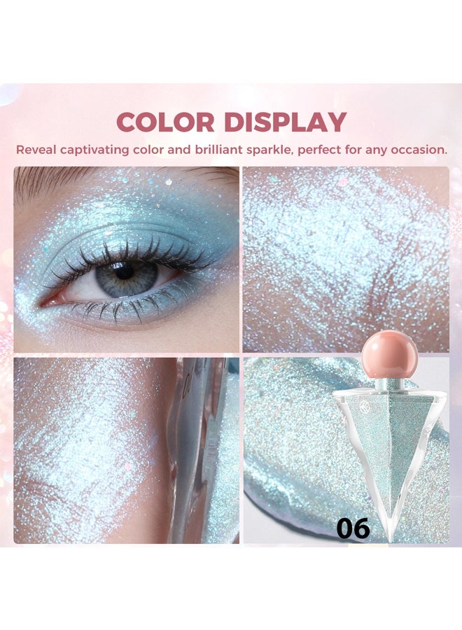 يونج فيجن ظلال عيون سائلة، ظلال عيون بشكل مثلث طويلة الأمد مقاومة للماء لامعة ومتألقة، قلم تحديد العيون السائل، ظلال عيون متلألئة للحفلات والمهرجانات، #06 - Image 2