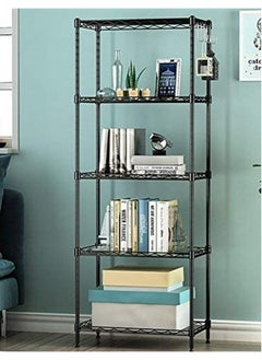 RollsTimi  5-Tier Wire Shelving Bathroom Storage, 5 Shelves Unit Metal Kitchen Storage Rack Black,150 x 55 x 30cm  - Image 1