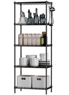 RollsTimi  5-Tier Wire Shelving Bathroom Storage, 5 Shelves Unit Metal Kitchen Storage Rack Black,150 x 55 x 30cm  - Image 3