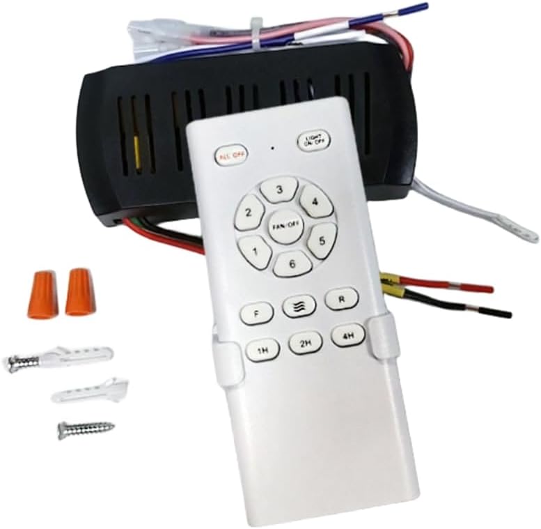 Ceiling Fan Remote Control Kit High Voltage 6 Speed Receiver Black White - Image 1