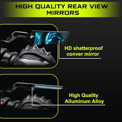 OTO2EYE Universal Motorcycle Rear View Mirrors Set – Adjustable 180° Rotating Side Mirrors with Stealth Wind Wing Design – Fits All Motorbikes – York Nut 8mm & 10mm (Left & Right Pair) - Image 2
