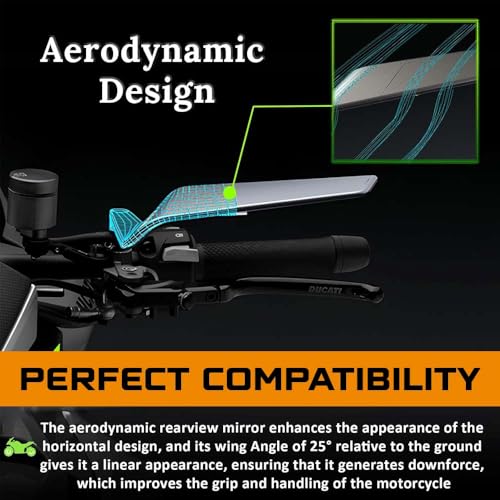 OTO2EYE Universal Motorcycle Rear View Mirrors Set – Adjustable 180° Rotating Side Mirrors with Stealth Wind Wing Design – Fits All Motorbikes – York Nut 8mm & 10mm (Left & Right Pair) - Image 5