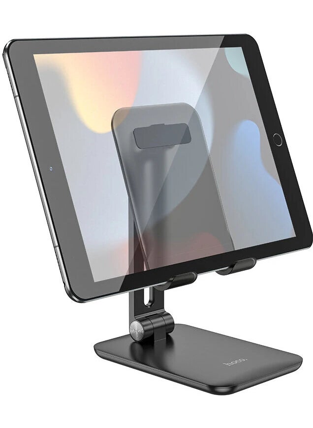 CHOCOLATE - Hoco Desktop Foldable Phone Stand Holder, Compatible with iPhone 15 14 13 12 Compatible Samsung Galaxy Z Fold4 Compatible Xiaomi 13 Pro Compatible iPad Pro Compatible HD1 - Image 1