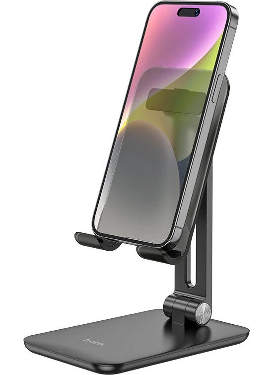 CHOCOLATE - Hoco Desktop Foldable Phone Stand Holder, Compatible with iPhone 15 14 13 12 Compatible Samsung Galaxy Z Fold4 Compatible Xiaomi 13 Pro Compatible iPad Pro Compatible HD1 - Image 1