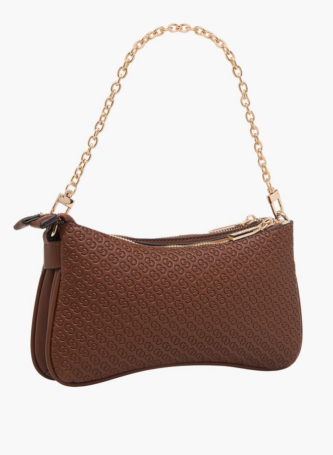 سيليست حقيبة كروس بودي بنقش شعار مع سحاب وحزام سلسلة - Image 3