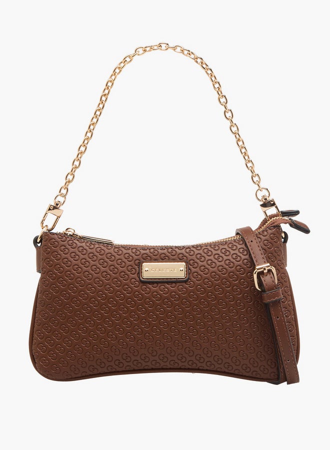 سيليست حقيبة كروس بودي بنقش شعار مع سحاب وحزام سلسلة - Image 1