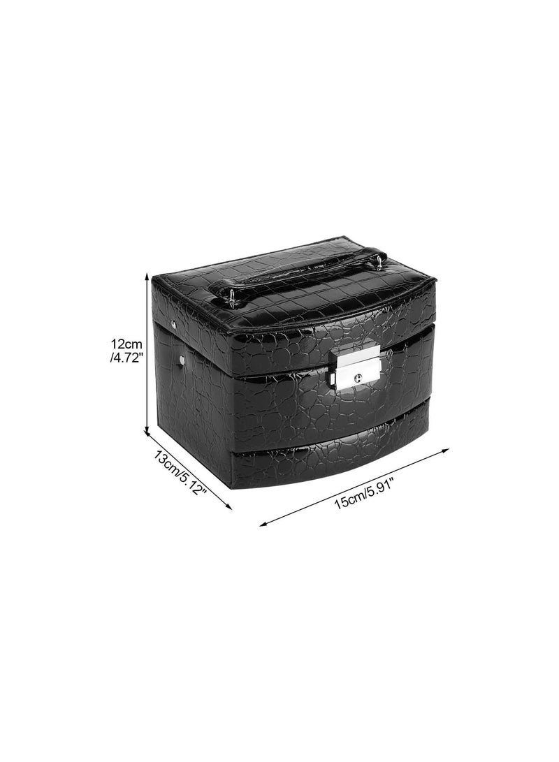 GGOOT Leather Jewelry Organizer Box, Jewelry Storage with 3 Layers for Rings Earrings Necklace Organizer (Black) - Image 5
