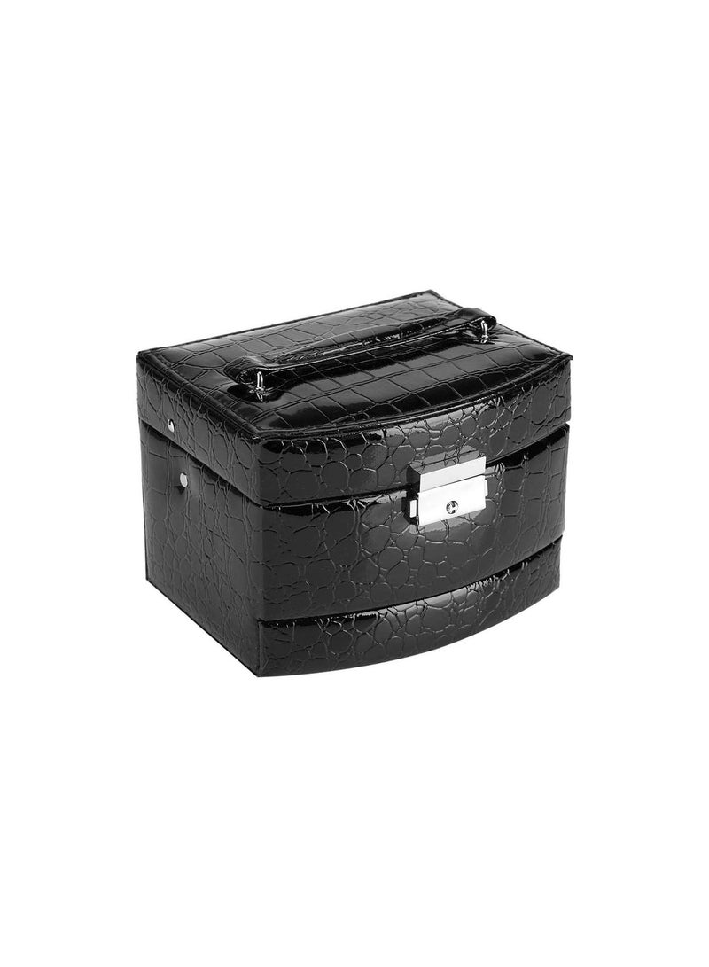 GGOOT Leather Jewelry Organizer Box, Jewelry Storage with 3 Layers for Rings Earrings Necklace Organizer (Black) - Image 1