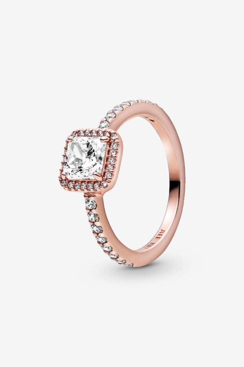 PANDORA 14K Rose Gold-Plated Ring with Clear Cubic Zirconia - Image 1