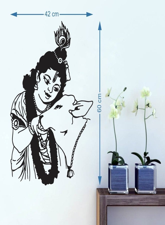 Walltech Krishna with Cow Wall Sticker| Beautiful Design Wall Decoration Sticker - Image 2