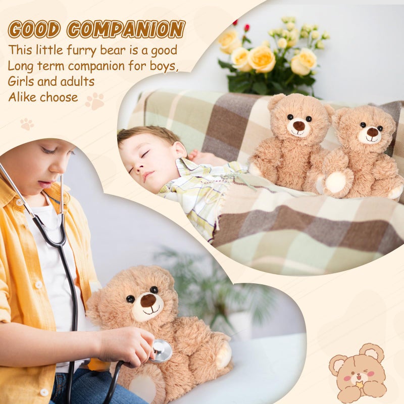 Jenaai 8 Pcs 10 Inch Bear Stuffed Animals Bulk Cute Baby Shower Small Plush Bears Party Favors for Baby Shower Wedding Birthday Graduation Centerpiece Decoration(Stylish,Light Brown) - Image 5