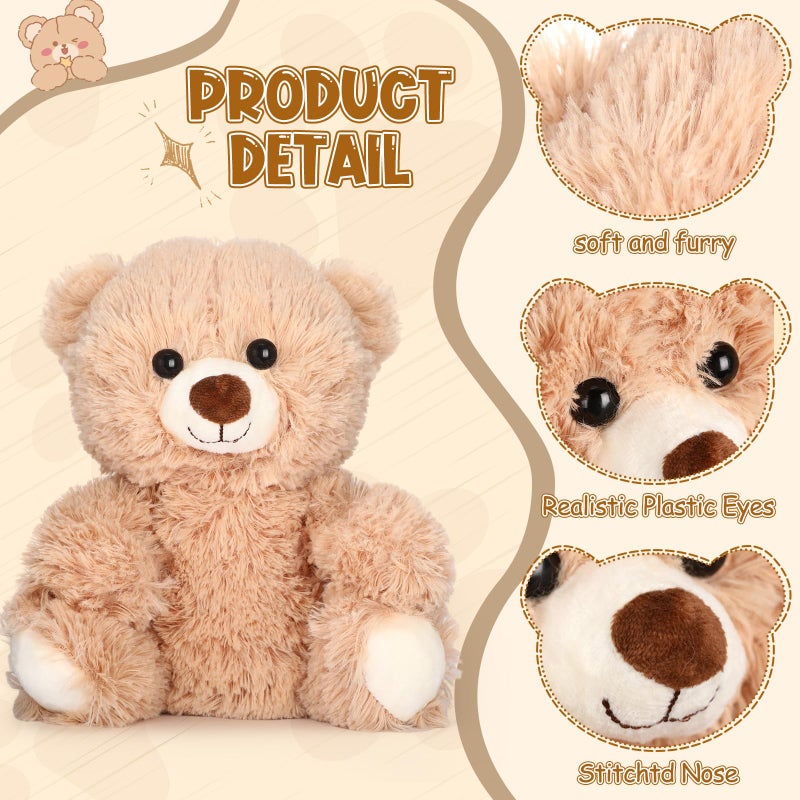 Jenaai 8 Pcs 10 Inch Bear Stuffed Animals Bulk Cute Baby Shower Small Plush Bears Party Favors for Baby Shower Wedding Birthday Graduation Centerpiece Decoration(Stylish,Light Brown) - Image 2