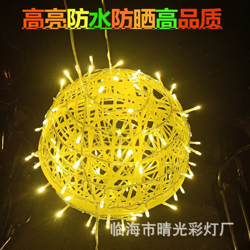 مصباح كرة رattan LED مقاوم للماء مصباح كرة إضاءة المناظر الطبيعية معلق شجرة إضاءة خارجية واقية من الشمس إضاءة مشروع عيد الميلاد الزخرفية - Image 5
