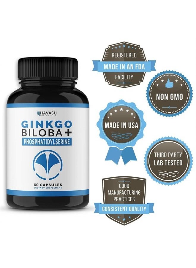 Havasu Nutrition - Ginkgo Biloba Non-GMO 120mg, Supports Brain Health, Mental Alertness, Memory & Focus - 60 Capsules - Image 1