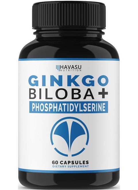 Ginkgo Biloba Non-GMO 120mg, Supports Brain Health, Mental Alertness, Memory & Focus - 60 Capsules