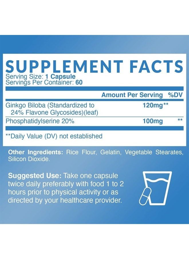 Havasu Nutrition - Ginkgo Biloba Non-GMO 120mg, Supports Brain Health, Mental Alertness, Memory & Focus - 60 Capsules - Image 1