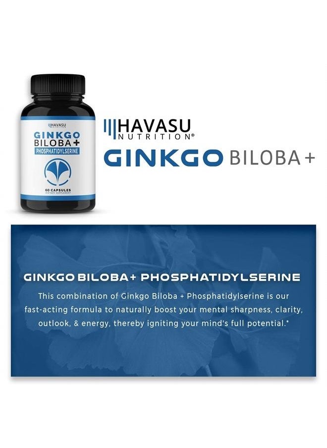 Havasu Nutrition - Ginkgo Biloba Non-GMO 120mg, Supports Brain Health, Mental Alertness, Memory & Focus - 60 Capsules - Image 1