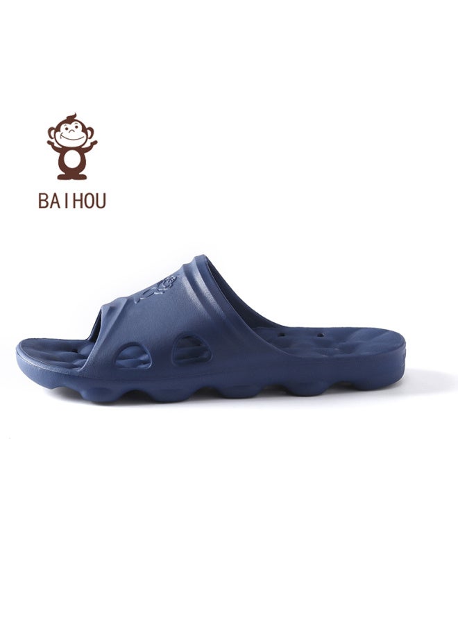 Baihou Side-slipping Water-resistant Non-slip Massage Hollow-out Slippers For Men, Women, Couples And Students, Bathroom Perforated Sandals, Navy Blue, Size 42-43 - Image 1
