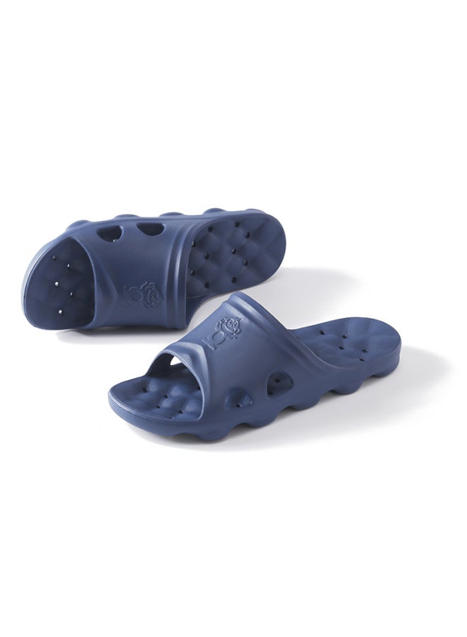 Baihou Side-slipping Water-resistant Non-slip Massage Hollow-out Slippers For Men, Women, Couples And Students, Bathroom Perforated Sandals, Navy Blue, Size 42-43 - Image 2