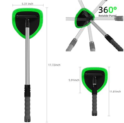 JPJCOOY Windshield Cleaner Tool with Extendable Aluminum Handle Up to 197 StreakFree Auto Glass Cleaning Kit with 4 Thick Microfiber Pads Spray Bottle Inside Window Defogger Accessories - Image 3