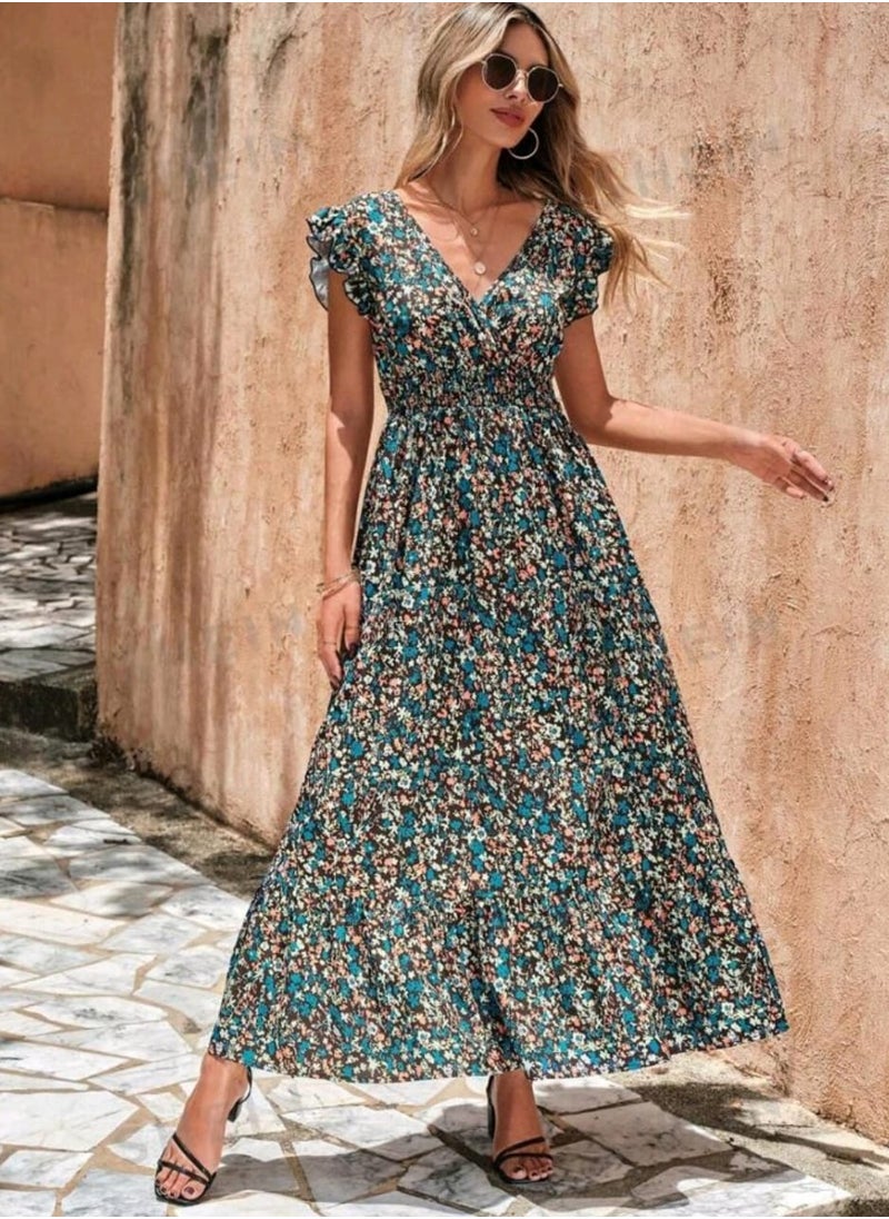 Generic - SHEIN LUNE Ditsy Floral Print Ruffle Trim Dress - Image 1
