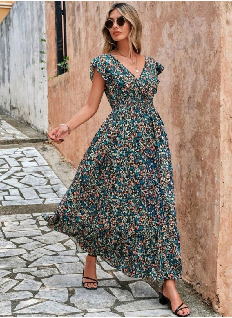 Generic - SHEIN LUNE Ditsy Floral Print Ruffle Trim Dress - Image 1