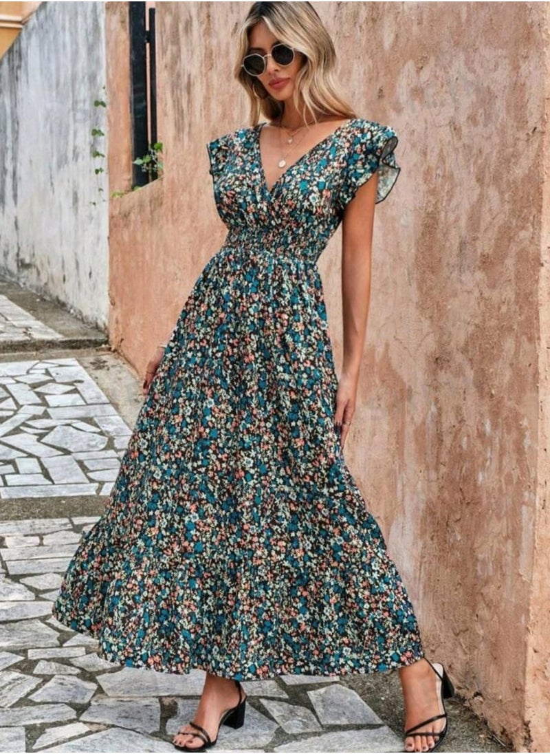 Generic - SHEIN LUNE Ditsy Floral Print Ruffle Trim Dress - Image 1