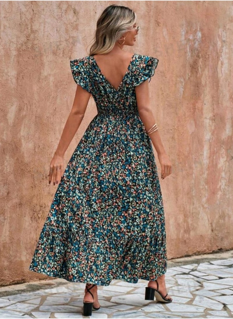 Generic - SHEIN LUNE Ditsy Floral Print Ruffle Trim Dress - Image 1
