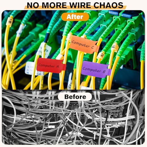 Summerbrite 36-Pack Large Cable Labels with 40 Write-On Stickers, Reusable 8-Color Wire Tags for Electronics, Cord ID & Cable Management for Home Office, PC Network - Rectangle - Image 5