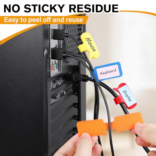Summerbrite 36-Pack Large Cable Labels with 40 Write-On Stickers, Reusable 8-Color Wire Tags for Electronics, Cord ID & Cable Management for Home Office, PC Network - Rectangle - Image 4