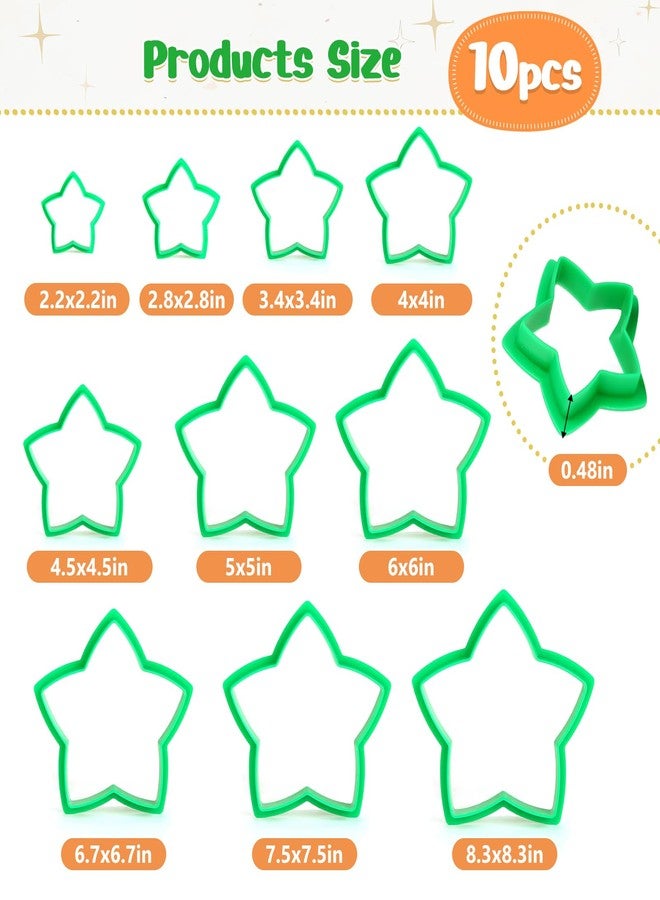 GWHOLE 10PCS Star Cookie Cutters, Plastic Cookie Cutter Set Star Shape Cookie Mold for Kids Baking Xmas Party Supplies - Image 2