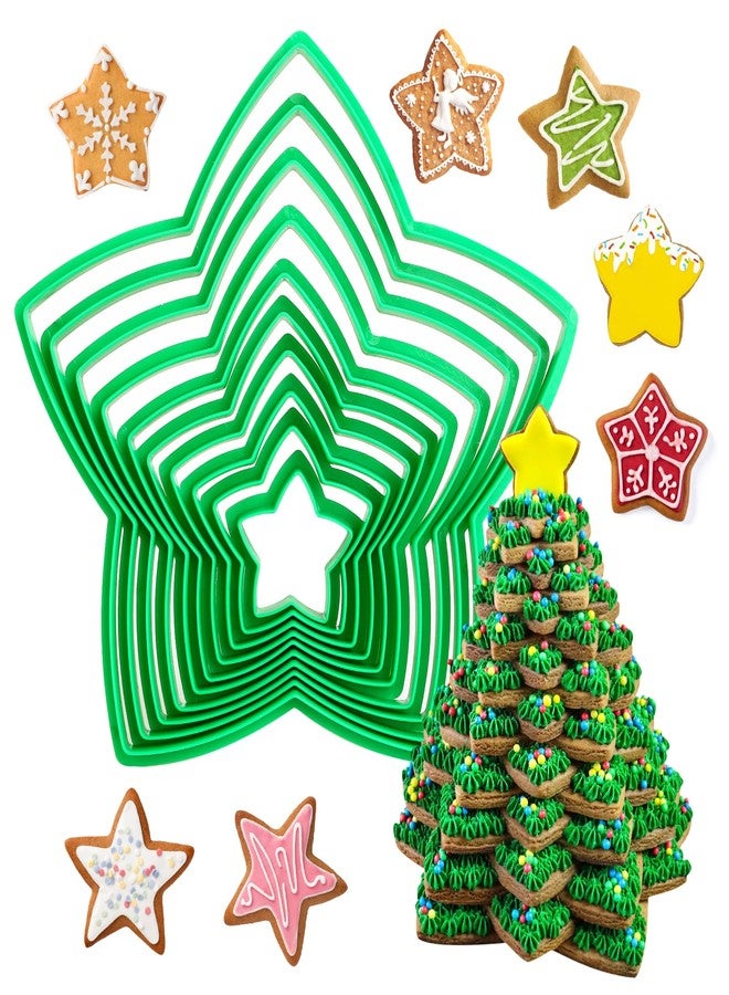 GWHOLE 10PCS Star Cookie Cutters, Plastic Cookie Cutter Set Star Shape Cookie Mold for Kids Baking Xmas Party Supplies - Image 1