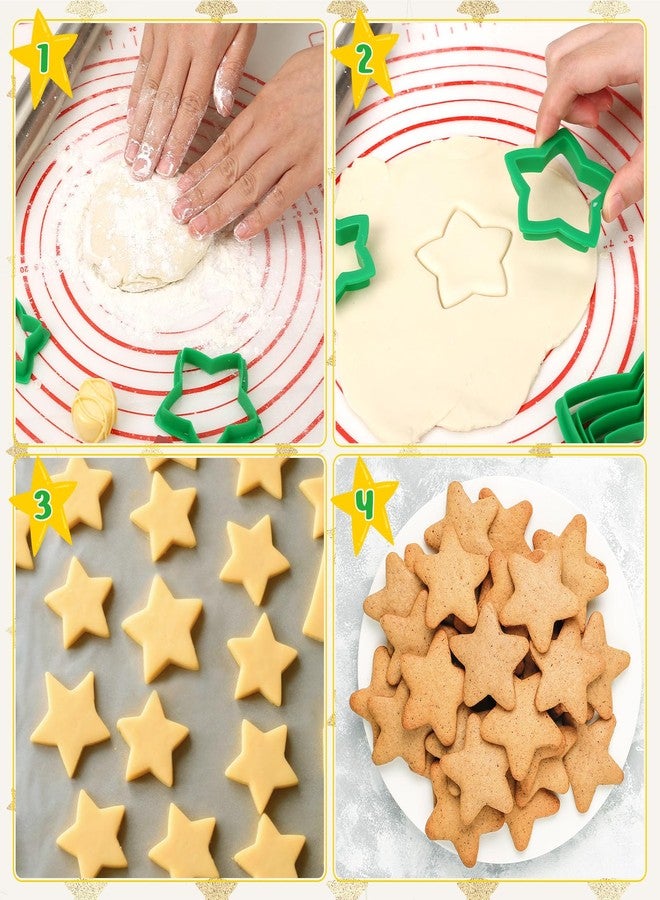 GWHOLE 10PCS Star Cookie Cutters, Plastic Cookie Cutter Set Star Shape Cookie Mold for Kids Baking Xmas Party Supplies - Image 4