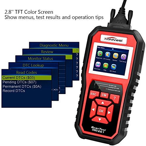 Konnwei OBD2 Scanner OBDII Auto Diagnostic Code Scanner Universal Vehicle Engine O2 Sensor Systems OBD2 EOBD Scanners Tool Check Engine Light Automotive Code Reader for all OBD II Protocol Car Since 1996 - Image 4