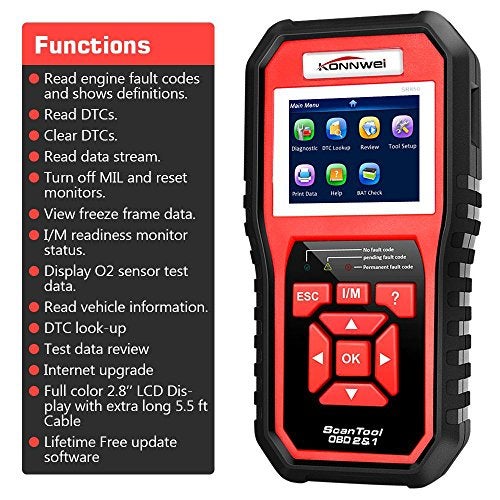 Konnwei OBD2 Scanner OBDII Auto Diagnostic Code Scanner Universal Vehicle Engine O2 Sensor Systems OBD2 EOBD Scanners Tool Check Engine Light Automotive Code Reader for all OBD II Protocol Car Since 1996 - Image 3