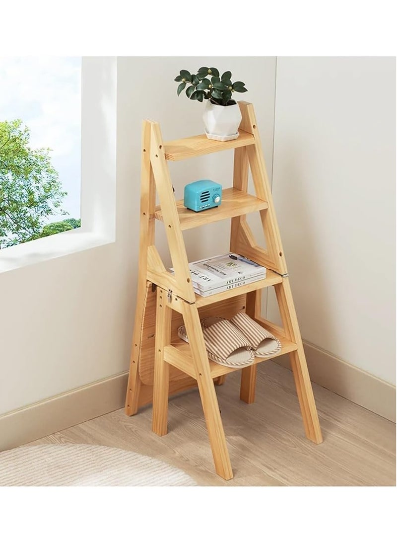 Rubik 2-in-1 Ladder Chair, Folding Solid Wood, 4 Steps Stool for Home/Kitchen/Office/School  - Image 5