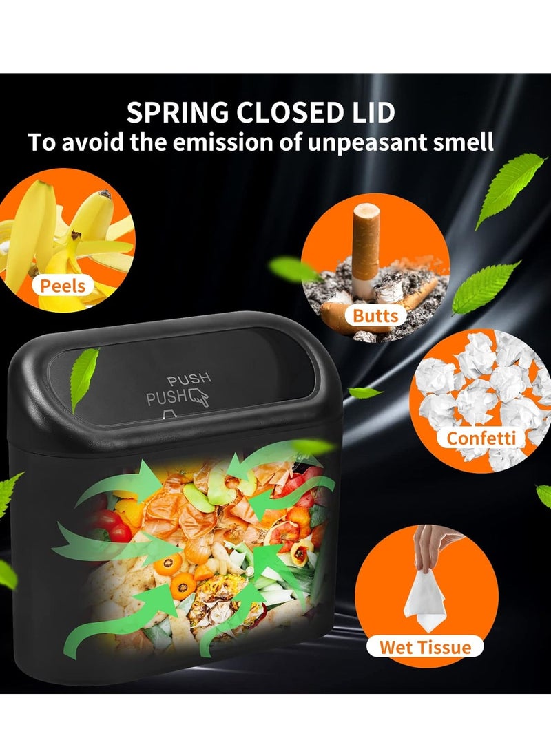 أم جي زي سلة مهملات السيارة مع غطاء وصندوق قمامة مانع للتسرب، سلة مهملات السيارة مع 3 لفات من أكياس القمامة البلاستيكية (45 قطعة) ومشبكين للسيارة، سلة مهملات السيارة للمنزل والمكتب (أسود) - Image 5