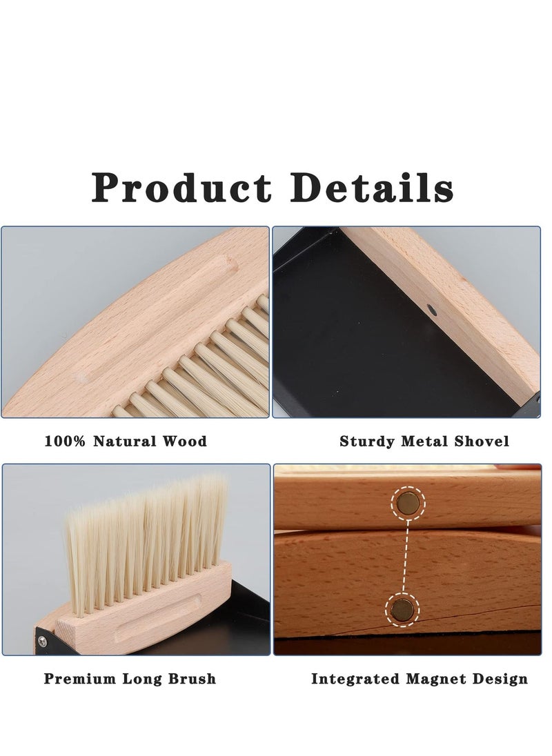 SYOSI - Table Broom with Dustpan - Wooden Table Sweeping Set - Hand Brush with Shovel - Dustpan and Hand Brush Set - Dustpan with Shovel Natural Wood - Crumb Brush & Hand Brush - Image 1