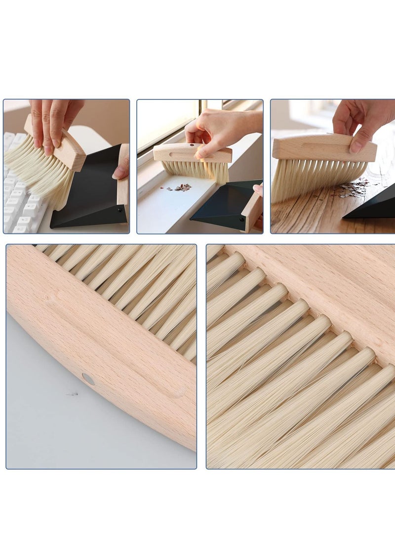 SYOSI - Table Broom with Dustpan - Wooden Table Sweeping Set - Hand Brush with Shovel - Dustpan and Hand Brush Set - Dustpan with Shovel Natural Wood - Crumb Brush & Hand Brush - Image 1