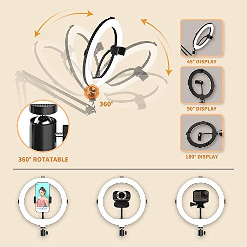 ADZOY Upgraded (2023-2024) ADL-0503 10”Circle LED Portable Selfie Ring Light with Overhead Suspension Stand and Phone Holder for Video Recording, Zoom Meeting, Live Streaming, Tiktok,YouTube - Image 3